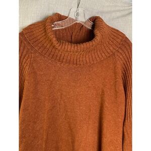 Time and Tru Womens XL Rust Orange Cowl Neck Ribbed Raglan Tunic Sweater XL